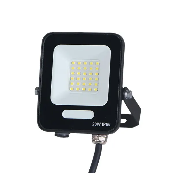 ΠΡΟΒΟΛΕΑΣ LED 20W SMD ΜΑΥΡΟΣ IP66 4000K PLUS 60cm ΚΑΛΩΔΙΟ