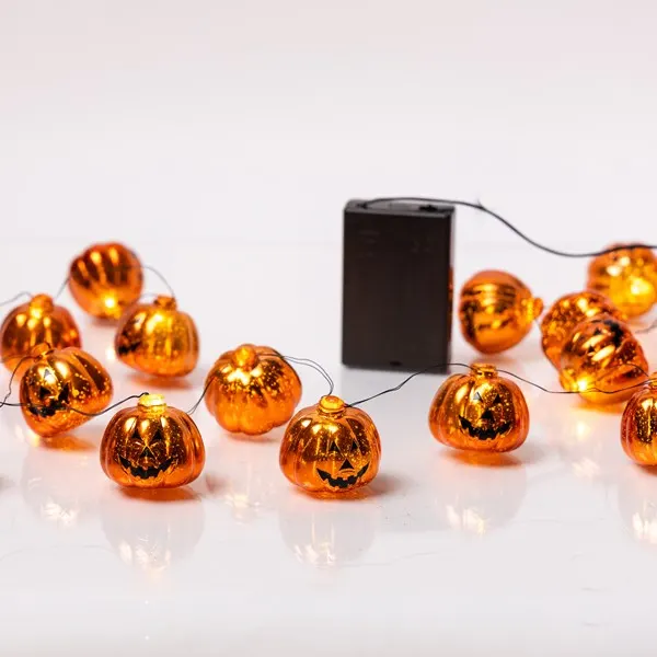 HALLOWEEN ΛΑΜΠΑΚΙ ΣΕΙΡΑ 20 MINI LED ΠΟΡΤΟΚΑΛΙ ΚΟΛΟΚΥΘΕΣ ΜΠΑΤΑΡΙΑΣ 3AA ΧΡΟΝΟΔΙΑΚΟΠΤΗ ΜΑΥΡΟ ΧΑΛΚΙΝΟ ΚΑΛΩΔΙΟ ΘΕΡΜΟ ΛΕΥΚΟ LED ΑΝΑ 10cm ΠΑΡΟΧΗ 30cm IP20