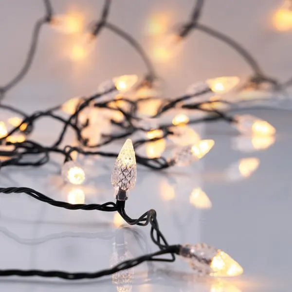 XMAS ΛΑΜΠΑΚΙ ΣΕΙΡΑ 100 LED 5mm ΔΙΑΦΑΝΑ ΔΙΑΜΑΝΤΙΑ 3cm 31V ΜΕΤΑΣΧΗΜΑΤΙΣΤΗ ΣΤΑΘΕΡΟ ΠΡΑΣΙΝΟ PVC ΚΑΛΩΔΙΟ ΘΕΡΜΟ ΛΕΥΚΟ LED ΑΝΑ 10cm ΠΑΡΟΧΗ 3m IP44