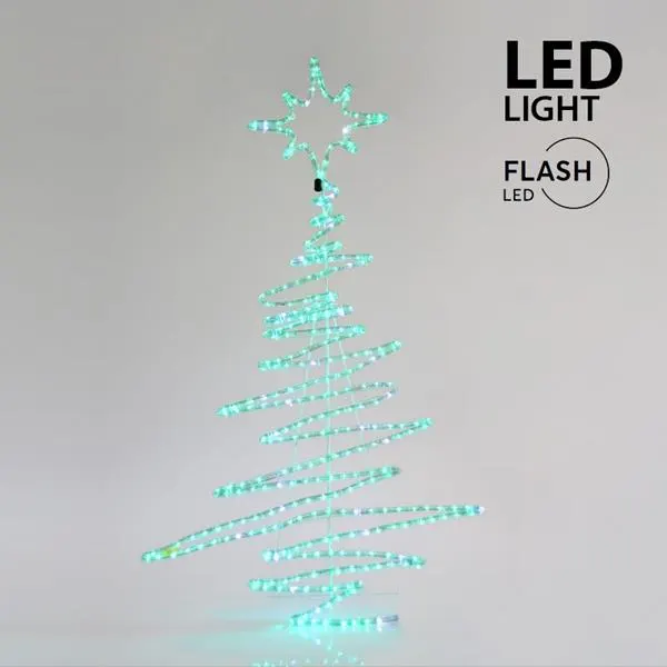 XMAS ΔΕΝΤΡΟ ΦΩΤΟΣΩΛΗΝΑΣ LED 9m ΜΟΝΟΚΑΝΑΛΟΣ ΠΡΑΣΙΝΟ ME ΛΕΥΚΟ FLASH 120x70cm IP44