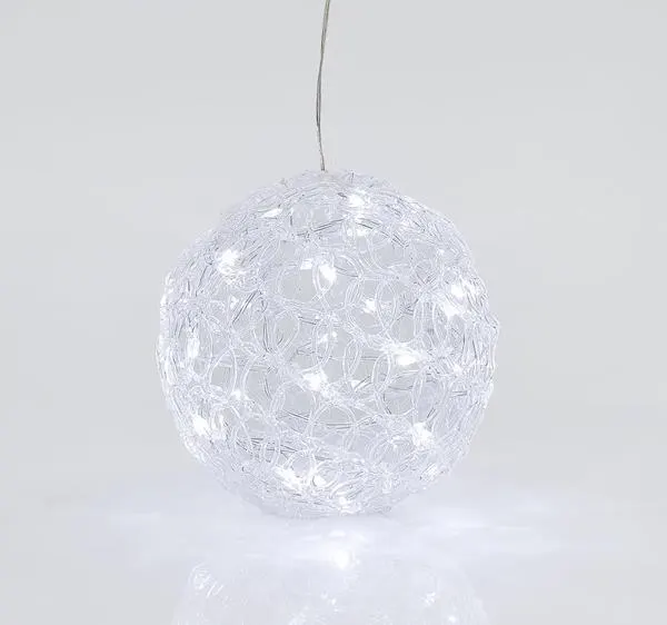 ΑΚΡΥΛΙΚΗ ΜΠΑΛΑ, 30 ΛΕΥΚΑ LED, ΜΕ ΜΕΤΑΣΧΗΜΑΤΙΣΤΗ, 20cm, IP44