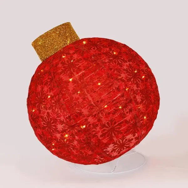 XMAS ΦΩΤΙΖΟΜΕΝΗ KOKKINH MΠΑΛΑ ΜΕ ΒΑΣΗ 100 MINI LED 4.5V ΜΕΤΑΣΧΗΜΑΤΙΣΤΗ ΘΕΡΜΟ ΛΕΥΚΟ ΠΑΡΟΧΗ 5m 64x64x77.5cm IP44