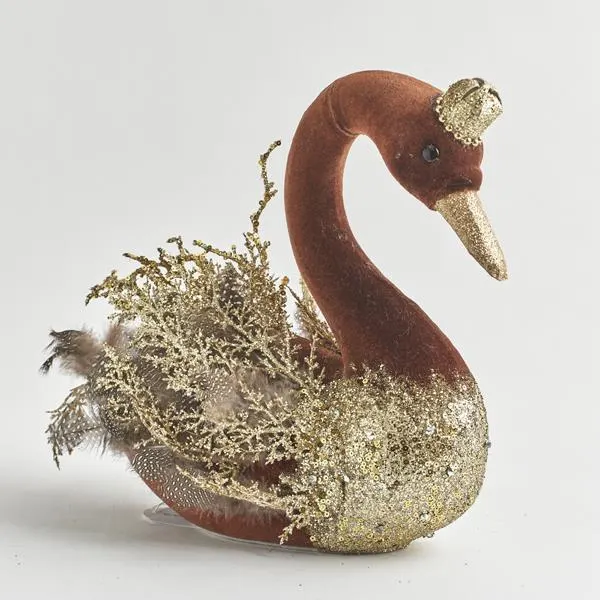 ΚΥΚΝΟΣ ΚΑΦΕ ΜΕ ΧΡΥΣΟ GLITTER ΒΕΛΟΥΔΙΝΟΣ 28cm