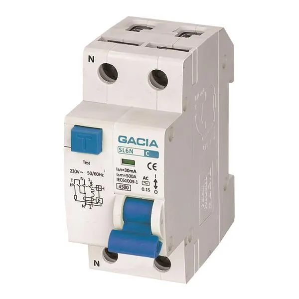 ΡΕΛΕ RCBO ΔΙΠΟΛΙΚΟ 40A 4,5KA 30mA 1P+N C GACIA TYPE AC
