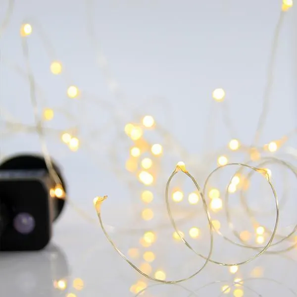 XMAS ΛΑΜΠΑΚΙ ΣΕΙΡΑ 100 ΜΙΝΙ LED ΜΕΤΑΣΧΗΜΑΤΙΣΤΗ ΜΕ 8 ΠΡΟΓΡΑΜΜΑΤΑ ΑΣΗΜΙ ΧΑΛΚΙΝΟ ΚΑΛΩΔΙΟ ΘΕΡΜΟ ΛΕΥΚΟ LED ANA 10cm ΠΑΡΟΧΗ 5m ΙΡ44