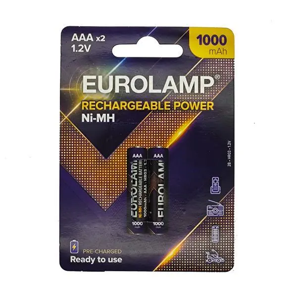 ΕΠΑΝΑΦΟΡΤΙΖΟΜΕΝΗ ΜΠΑΤΑΡΙΑ Ni-MH AAA (HR03) 1000mAh 2τμχ 1.2V