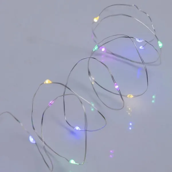 XMAS ΛΑΜΠΑΚΙ ΣΕΙΡΑ 20 MINI LED ΜΠΑΤΑΡΙΑΣ 2AA ΜΕ ΧΡΟΝΟΔΙΑΚΟΠΤΗ ΑΣΗΜΙ ΧΑΛΚΙΝΟ ΚΑΛΩΔΙΟ ΧΡΩΜΑΤΙΣΤΟ ΟΠΑΛ LED ΑΝΑ 10cm ΠΑΡΟΧΗ 10cm IP20 DISPLAY BOX 24τμχ