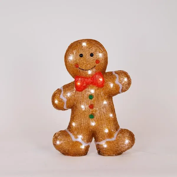 ΑΚΡΥΛΙΚΟΣ GINGERBREAD, ΜΕΤΑΣΧΗΜΑΤΙΣΤΗ, 40 ΛΕΥΚΑ LED, 28x8x37cm, ΠΡΟΕΚΤΑΣΗ ΠΑΡΟΧΗΣ 5m, IP44