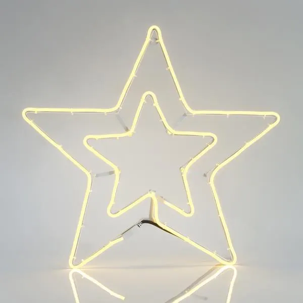 XMAS ΑΣΤΕΡΙ ΔΙΠΛΟ ΝΕΟΝ ΦΩΤΟΣΩΛΗΝΑΣ LED 3m ΜΟΝΟΚΑΝΑΛΟΣ ΘΕΡΜΟ ΛΕΥΚΟ 56x58cm IP44