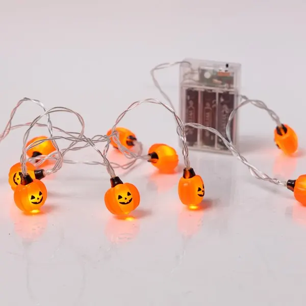 HALLOWEEN ΛΑΜΠΑΚΙ ΣΕΙΡΑ 10 MINI LED ΚΟΛΟΚΥΘΑ ΜΠΑΤΑΡΙΑΣ 3AA ΧΡΟΝΟΔΙΑΚΟΠΤΗ ΔΙΑΦΑΝΟ PVC ΚΑΛΩΔΙΟ ΘΕΡΜΟ ΛΕΥΚΟ LED ΑΝΑ 15cm ΠΑΡΟΧΗ 30cm IP20