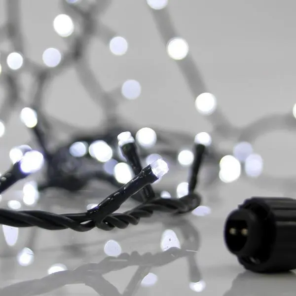 XMAS ΛΑΜΠΑΚΙ ΣΕΙΡΑ 100 LED 3mm 31V ΜΕΤΑΣΧΗΜΑΤΙΣΤΗ 4 ΕΠΕΚΤΑΣΕΙΣ ΕΩΣ 3 ΣΕΤ ΠΡΑΣΙΝΟ PVC ΚΑΛΩΔΙΟ ΛΕΥΚΟ LED ANA 5cm ΠΑΡΟΧΗ 3m ΙΡ44