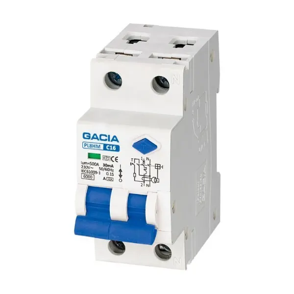 ΡΕΛΕ RCBO ΔΙΠΟΛΙΚΟ 40A 6kA 100mA 1P+N C GACIA TYPE A