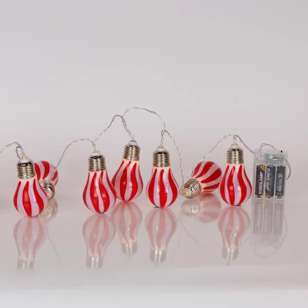XMAS ΛΑΜΠΑΚΙ ΣΕΙΡΑ 10 LED 5mm ΚΟΚΚΙΝΗ & ΑΣΠΡΗ ΛΑΜΠΑ ΜΠΑΤΑΡΙΑΣ 3AA ΜΕ ΧΡΟΝΟΔΙΑΚΟΠΤΗ ΔΙΑΦΑΝΟ PVC ΚΑΛΩΔΙΟ ΘΕΡΜΟ ΛΕΥΚΟ LED ΑΝΑ 15cm ΠΑΡΟΧΗ 30cm IP20