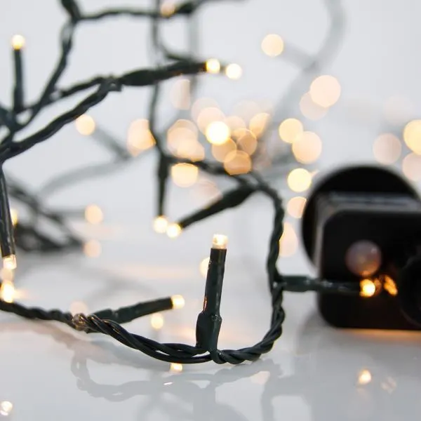 XMAS ΛΑΜΠΑΚΙ ΣΕΙΡΑ 180 LED 3mm 31V ΜΕΤΑΣΧΗΜΑΤΙΣΤΗ ΜΕ 8 ΠΡΟΓΡΑΜΜΑΤΑ & ΜΝΗΜΗ ΠΡΑΣΙΝΟ PVC ΚΑΛΩΔΙΟ ΘΕΡΜΟ ΛΕΥΚΟ LED ΑΝΑ 5cm ΠΑΡΟΧΗ 3m ΙΡ44