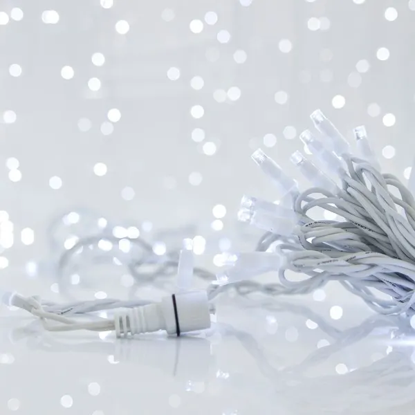 XMAS ΛΑΜΠΑΚΙ ΣΕΙΡΑ 100 LED 5mm ΜΕ ΚΑΛΥΜΜΑ 230V 2 ΕΠΕΚΤΑΣΕΙΣ ΕΩΣ 9 ΣΕΤ ΛΕΥΚΟ ΚΑΟΥΤΣΟΥΚ ΚΑΛΩΔΙΟ ΛΕΥΚΟ LED ΑΝΑ 10cm ΙΡ65 (ΧΩΡΙΣ ΠΑΡΟΧΗ)