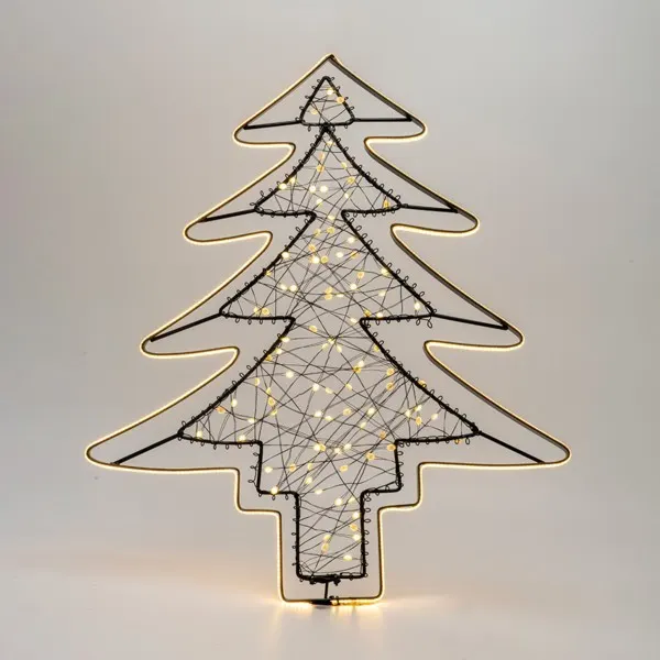 XMAS ΦΩΤΙΖΟΜΕΝΟ ΔΕΝΤΡΟ 100 MINI LED ΜΕΤΑΣΧΗΜΑΤΙΣΤΗ & ΜΑΥΡΟΣ ΜΕΤΑΛΛΙΚΟΣ ΣKEΛETOΣ & ΜΑΥΡΟ ΧΑΛΚΙΝΟ ΚΑΛΩΔΙΟ & ΘΕΡΜΟ ΛΕΥΚΟ LED & ΘΕΡΜΗ ΛΕΥΚΗ COB ΤΑΙΝΙΑ LED 2m & ΠΑΡΟΧΗ 3m 37x45cm IP44