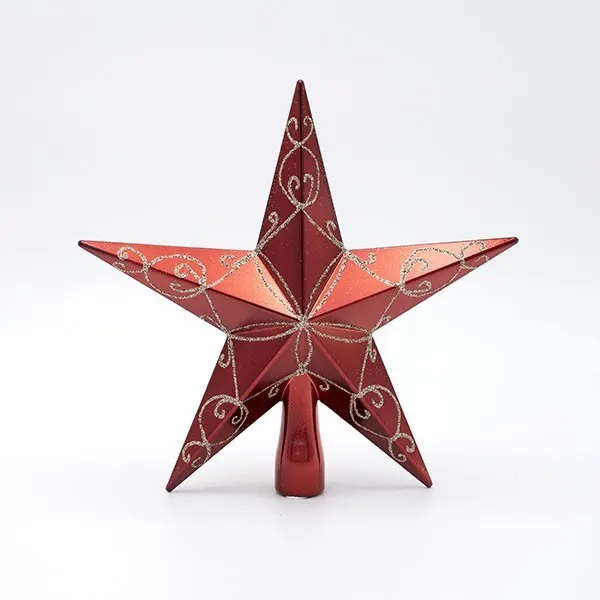 ΠΛΑΣΤΙΚΗ ΚΟΡΥΦΗ, KOKKINH, ΜΕ ΧΡΥΣΟ GLITTER, 20cm