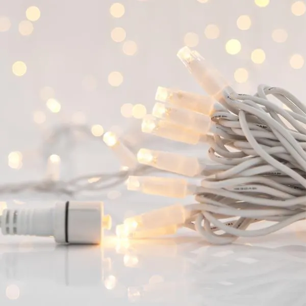 XMAS ΛΑΜΠΑΚΙ ΣΕΙΡΑ 100 LED 5mm ΜΕ ΚΑΛΥΜΜΑ 230V 3 ΕΠΕΚΤΑΣΕΙΣ ΕΩΣ 9 ΣΕΤ ΛΕΥΚΟ ΚΑΟΥΤΣΟΥΚ ΚΑΛΩΔΙΟ ΘΕΡΜO ΛΕΥΚO LED ΑΝΑ 10cm ΠΑΡΟΧΗ 1.5m ΙΡ65