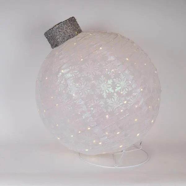 XMAS ΦΩΤΙΖΟΜΕΝΗ ΛΕΥΚΗ MΠΑΛΑ ΜΕ ΒΑΣΗ 100 MINI LED 4.5V ΜΕΤΑΣΧΗΜΑΤΙΣΤΗ ΘΕΡΜΟ ΛΕΥΚΟ ΠΑΡΟΧΗ 5m 64x64x77.5cm IP44