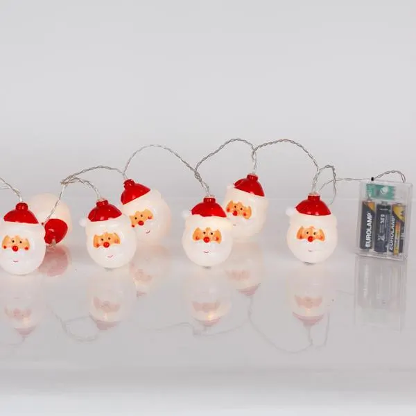 XMAS ΛΑΜΠΑΚΙ ΣΕΙΡΑ 10 LED 5mm ΠΡΟΣΩΠΟ ΑΓΙΟΥ ΒΑΣΙΛΗ ΜΠΑΤΑΡΙΑΣ 3AA ΜΕ ΧΡΟΝΟΔΙΑΚΟΠΤΗ ΔΙΑΦΑΝΟ PVC ΚΑΛΩΔΙΟ ΘΕΡΜΟ ΛΕΥΚΟ LED ΑΝΑ 15cm ΠΑΡΟΧΗ 30cm IP20