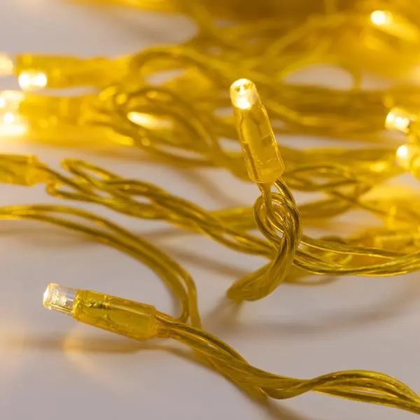 XMAS ΛΑΜΠΑΚΙ ΣΕΙΡΑ 96 LED 5mm ΜΕ ΚΑΛΥΜΜΑ 24V 2 ΕΠΕΚΤΑΣΕΙΣ ΕΩΣ 8 ΣΕΤ ΧΡΥΣΟ ΔΙΑΦΑΝΟ PVC ΚΑΛΩΔΙΟ DAYLIGHT LED ΑΝΑ 10cm IP44 (NO ADAPTOR NO LEAD WIRE)