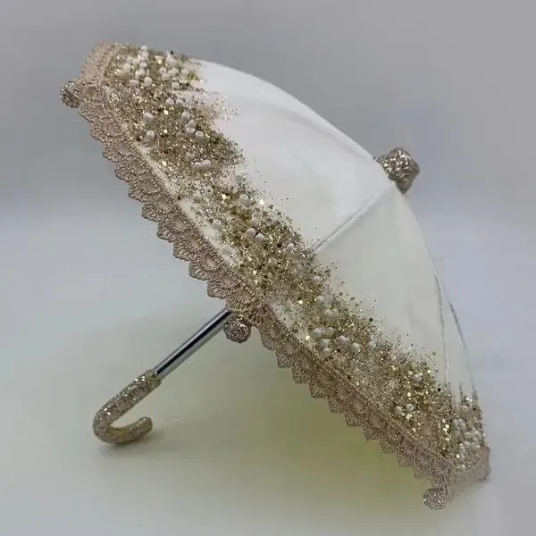 ΟΜΠΡΕΛΑ ΛΕΥΚΗ ΜΕ ΣΑΜΠΑΝΙ GLITTER ΒΕΛΟΥΔΙΝΗ 26x23cm