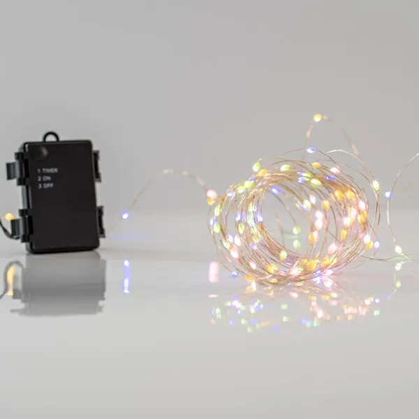 XMAS ΛΑΜΠΑΚΙ ΣΕΙΡΑ 50 LED 5mm ΜΠΑΤΑΡΙΑΣ 3AA ΜΕ 11 ΠΡΟΓΡΑΜΜΑΤΑ ΜΝΗΜΗ & ΧΡΟΝΟΔΙΑΚΟΠΤΗΣ ΑΣΗΜΙ ΧΑΛΚΙΝΟ ΚΑΛΩΔΙΟ OPAL ΧΡΩΜΑΤΙΣΤΟ & ΘΕΡΜΟ ΛΕΥΚΟ LED ANA 10cm ΠΑΡΟΧΗ 10cm IP44