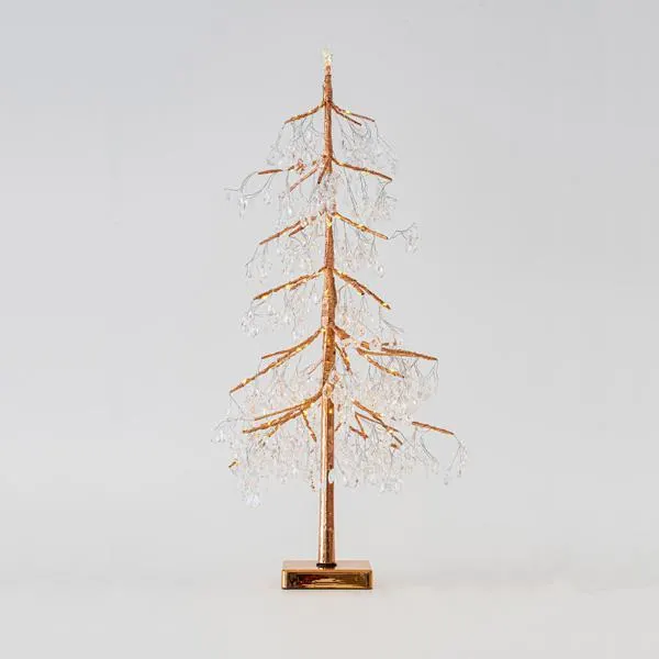 XMAS ΦΩΤΙΖΟΜΕΝΟ ΔΕΝΤΡΟ ΜΕ ΑΣΤΕΡΙ ΚΟΡΥΦΗ ΑΚΡΥΛΙΚΟ ΧΑΛΚΙΝΟ 60cm ΜΕΤΑΣΧΗΜΑΤΙΣΤΗ 80 MINI LED ΘΕΡΜΑ ΛΕΥΚΑ IP44