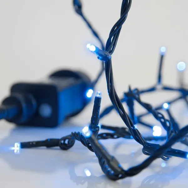 XMAS ΛΑΜΠΑΚΙ ΣΕΙΡΑ 240 LED 3mm 31V ΜΕΤΑΣΧΗΜΑΤΙΣΤΗ ΜΕ 8 ΠΡΟΓΡΑΜΜΑΤΑ & ΜΝΗΜΗ ΠΡΑΣΙΝΟ PVC ΚΑΛΩΔΙΟ ΜΠΛΕ LED ΑΝΑ 5cm ΠΑΡΟΧΗ 3m ΙΡ44