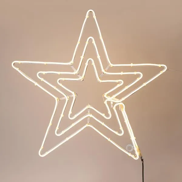 XMAS ΑΣΤΕΡΙ ΤΡΙΠΛΟ ΝΕΟΝ ΦΩΤΟΣΩΛΗΝΑΣ LED 5m ΜΟΝΟΚΑΝΑΛΟΣ ΘΕΡΜΟ ΛΕΥΚO LED 60x60cm IP44