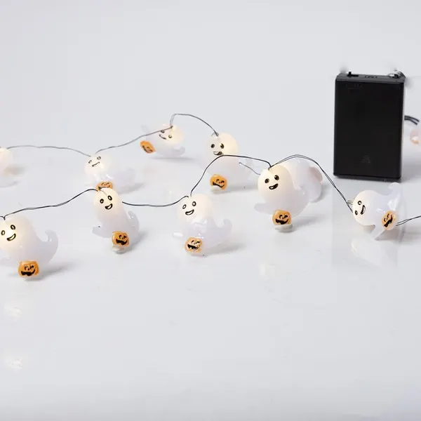 HALLOWEEN ΛΑΜΠΑΚΙ ΣΕΙΡΑ 20 MINI LED ΦΑΝΤΑΣΜΑΤΑΚΙΑ ME ΚΟΛΟΚΥΘΕΣ ΜΠΑΤΑΡΙΑΣ 3AA ΧΡΟΝΟΔΙΑΚΟΠΤΗ ΜΑΥΡΟ ΧΑΛΚΙΝΟ ΚΑΛΩΔΙΟ ΘΕΡΜΟ ΛΕΥΚΟ LED ΑΝΑ 10cm ΠΑΡΟΧΗ 30cm IP20