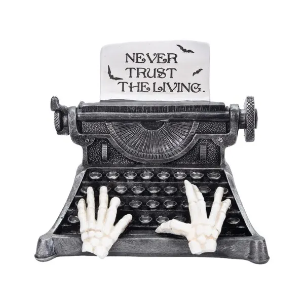 VINTAGE ΓΡΑΦΟΜΗΧΑΝΗ ΜΕ ΕΠΙΓΡΑΦΗ ''NEVER TRUST THE LIVING'', ΠΟΛΥΡΕΖΙΝ, 17x11.5x14.2cm