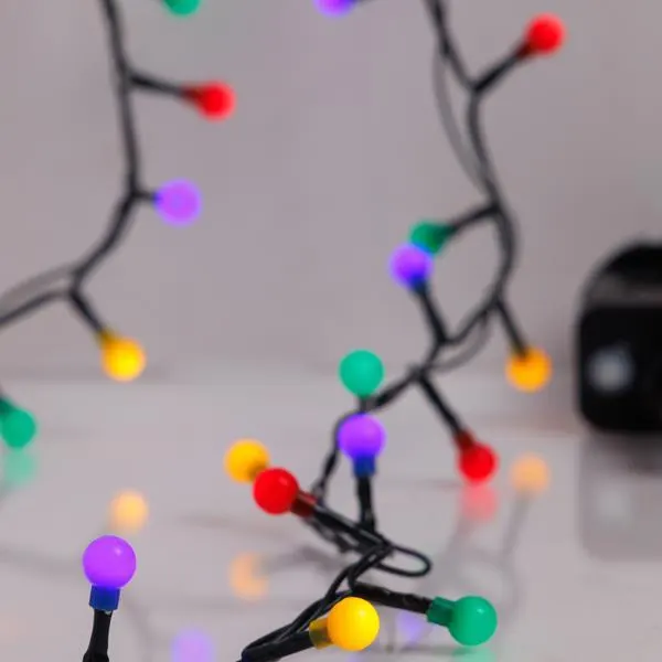 XMAS ΛΑΜΠΑΚΙ ΣΕΙΡΑ 100 LED 3mm ΧΡΩΜΑΤΙΣΤΕΣ ΜΠΑΛΙΤΣΕΣ 0.9cm 31V ΜΕΤΑΣΧΗΜΑΤΙΣΤΗ ΜΕ 8 ΠΡΟΓΡΑΜΜΑΤΑ & ΜΝΗΜΗ ΠΡΑΣΙΝΟ PVC ΚΑΛΩΔΙΟ ΧΡΩΜΑΤΙΣΤΟ LED ΑΝΑ 3cm ΠΑΡΟΧΗ 3m IP44