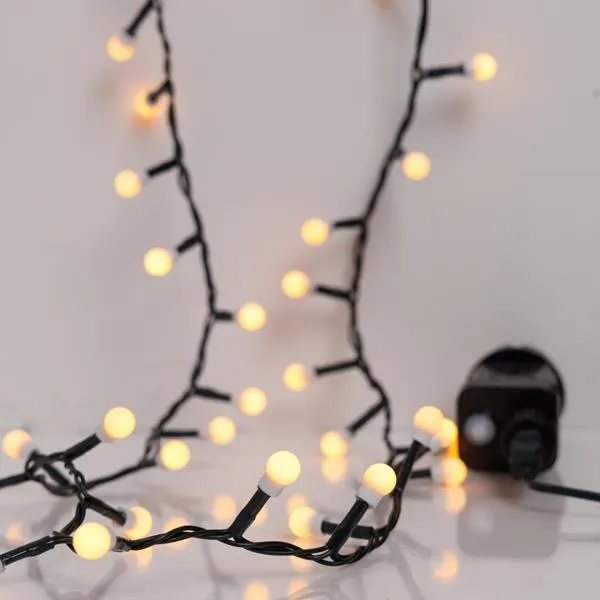 XMAS ΛΑΜΠΑΚΙ ΣΕΙΡΑ 100 LED 3mm ΛΕΥΚΕΣ ΜΠΑΛΙΤΣΕΣ 0.9cm 31V ΜΕΤΑΣΧΗΜΑΤΙΣΤΗ ΜΕ 8 ΠΡΟΓΡΑΜΜΑΤΑ & ΜΝΗΜΗ ΠΡΑΣΙΝΟ PVC ΚΑΛΩΔΙΟ ΘΕΡΜΟ ΛΕΥΚΟ LED ΑΝΑ 3cm ΠΑΡΟΧΗ 3m IP44