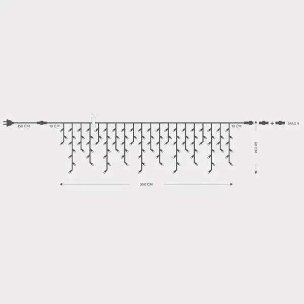 XMAS ΛΑΜΠΑΚΙ ΒΡΟΧΗ 144 LED 5mm ΜΕ ΚΑΛΥΜΜΑ 230V 3 ΕΠΕΚΤΑΣΕΙΣ ΕΩΣ 8 ΣΕΤ ΠΡΑΣΙΝΟ ΚΑΟΥΤΣΟΥΚ ΚΑΛΩΔΙΟ ΛΕΥΚΟ LED (H60 x L300cm 5/7/5/7) ΠΑΡΟΧΗ 1.5m ΙΡ65
