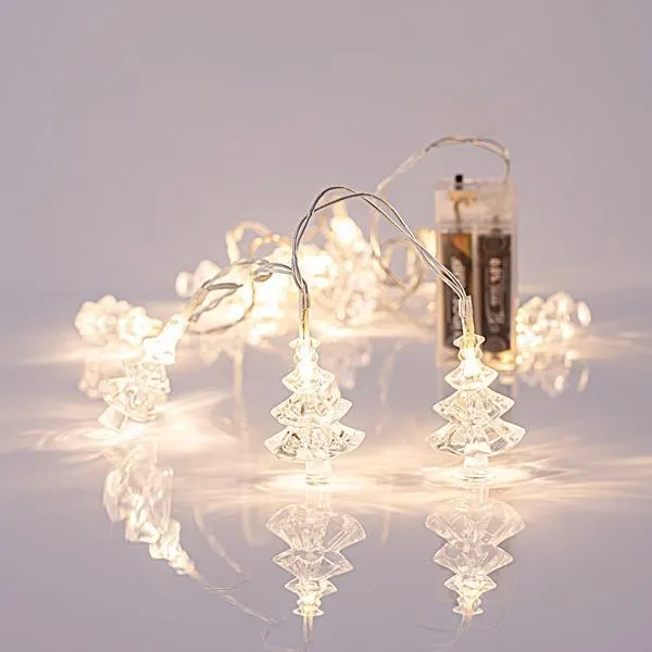 XMAS ΛΑΜΠΑΚΙ ΣΕΙΡΑ 10 LED 5mm ΑΚΡΥΛΙΚΑ ΔΕΝΤΡΑΚΙΑ 4.7cm ΜΠΑΤΑΡΙΑΣ 2AA ΔΙΑΦΑΝΟ PVC ΚΑΛΩΔΙΟ ΘΕΡΜΟ ΛΕΥΚΟ LED ANA 10cm ΠΑΡΟΧΗ 50cm IP20
