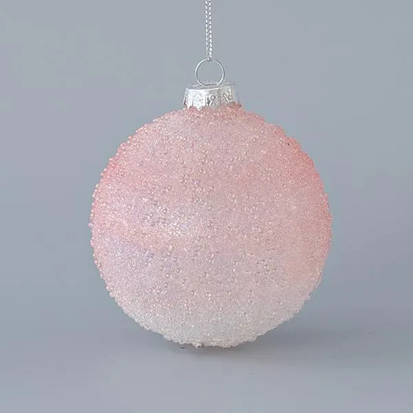 ΓΥΑΛΙΝΗ ΜΠΑΛΑ, ΡΟΖ, ΜΕ GLITTER, ΣΕΤ 4ΤΜΧ, 8cm