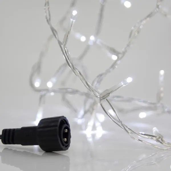 XMAS ΛΑΜΠΑΚΙ ΣΕΙΡΑ 100 LED 3mm 31V ΜΕΤΑΣΧΗΜΑΤΙΣΤΗ 4 ΕΠΕΚΤΑΣΕΙΣ ΕΩΣ 3 ΣΕΤ ΔΙΑΦΑΝΟ PVC ΚΑΛΩΔΙΟ ΛΕΥΚΟ LED ΑΝΑ 5cm ΠΑΡΟΧΗ 3m ΙP44