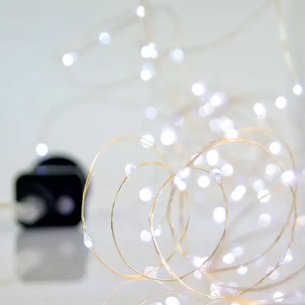 XMAS ΛΑΜΠΑΚΙ ΣΕΙΡΑ 100 MINI LED ΜΕΤΑΣΧΗΜΑΤΙΣΤΗ ΜΕ 8 ΠΡΟΓΡΑΜΜΑΤΑ ΑΣΗΜΙ ΧΑΛΚΙΝΟ ΚΑΛΩΔΙΟ ΛΕΥΚΟ LED ANA 10cm ΠΑΡΟΧΗ 5m ΙΡ44