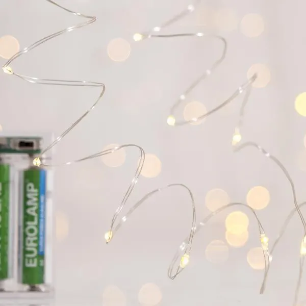 XMAS ΛΑΜΠΑΚΙ ΣΕΙΡΑ 50 MINI LED ΜΠΑΤΑΡΙΑΣ 3AA ΑΣΗΜΙ ΧΑΛΚΙΝΟ ΚΑΛΩΔΙΟ ΘΕΡΜΟ ΛΕΥΚΟ LED ΑΝΑ 10cm ΠΑΡΟΧΗ 10cm IP20