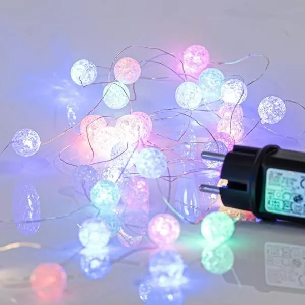 XMAS ΛΑΜΠΑΚΙ ΣΕΙΡΑ 100 MINI LED ΑΚΡΥΛΙΚΕΣ ΜΠΑΛΙΤΣΕΣ Φ2cm 4.5V ΜΕΤΑΣΧΗΜΑΤΙΣΤΗ ΑΣΗΜΙ ΧΑΛΚΙΝΟ ΚΑΛΩΔΙΟ OPAL ΧΡΩΜΑΤΙΣΤΟ LED ΑΝΑ 5cm ΠΑΡΟΧΗ 3m IP44