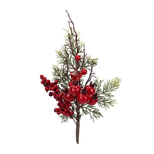 ΚΛΑΔΙ ΜΕ BERRIES ΚΟΚΚΙΝΑ ΚΡΥΣΤΑΛΛΙΖΕ ΚΑΙ ΜΗΛΑΡΑΚΙ 25cm