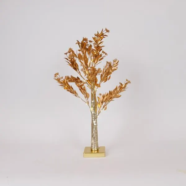 XMAS ΦΩΤΙΖΟΜΕΝΟ ΔΕΝΤΡΟ ΜΕ ΜΠΟΥΜΠΟΥΚΙΑ ΧΡΥΣΟ 60cm ΜΠΑΤΑΡΙΑΣ 3AA ΧΡΟΝΟΔΙΑΚΟΠΤΗ 40 MINI LED ΘΕΡΜΑ ΛΕΥΚΑ IP20