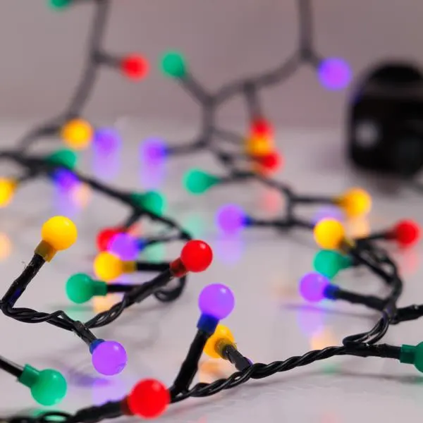 XMAS ΛΑΜΠΑΚΙ ΣΕΙΡΑ 500 LED 3mm ΧΡΩΜΑΤΙΣΤΕΣ ΜΠΑΛΙΤΣΕΣ 0.9cm 31V ΜΕΤΑΣΧΗΜΑΤΙΣΤΗ ΜΕ 8 ΠΡΟΓΡΑΜΜΑΤΑ & ΜΝΗΜΗ ΠΡΑΣΙΝΟ PVC ΚΑΛΩΔΙΟ ΧΡΩΜΑΤΙΣΤΟ LED ΑΝΑ 3cm ΠΑΡΟΧΗ 3m IP44