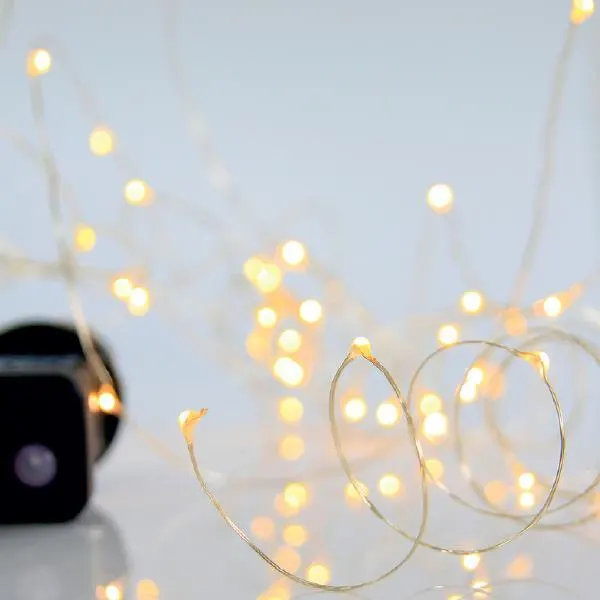XMAS ΛΑΜΠΑΚΙ ΣΕΙΡΑ 100 ΜΙΝΙ LED ΜΕΤΑΣΧΗΜΑΤΙΣΤΗ ΜΕ 8 ΠΡΟΓΡΑΜΜΑΤΑ ΑΣΗΜΙ ΧΑΛΚΙΝΟ ΚΑΛΩΔΙΟ ΘΕΡΜΟ ΛΕΥΚΟ LED ANA 10cm ΠΑΡΟΧΗ 5m ΙΡ44