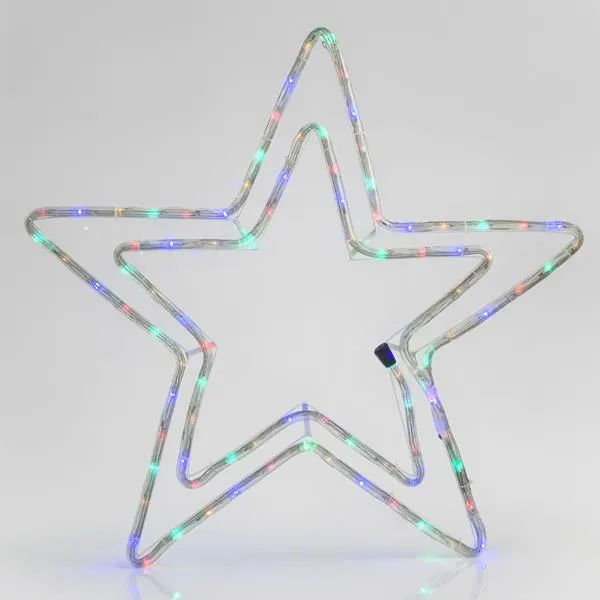 XMAS ΑΣΤΕΡΙ ΔΙΠΛΟ ΦΩΤΟΣΩΛΗΝΑΣ LED 3m ΜΟΝΟΚΑΝΑΛΟΣ ΜΕ ΠΡΟΓΡΑΜΜΑ ΧΡΩΜΑΤΙΣΤΟ 55x56cm IP44