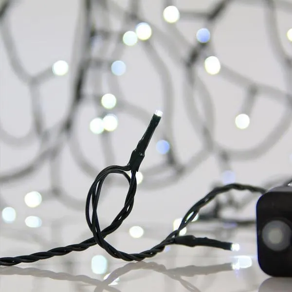 XMAS ΛΑΜΠΑΚΙ ΣΕΙΡΑ 300 LED 3mm 31V ΜΕΤΑΣΧΗΜΑΤΙΣΤΗ ΜΕ 8 ΠΡΟΓΡΑΜΜΑΤΑ ΠΡΑΣΙΝΟ PVC ΚΑΛΩΔΙΟ ΛΕΥΚΟ LED ΑΝΑ 5cm ΠΑΡΟΧΗ 3m ΙΡ44