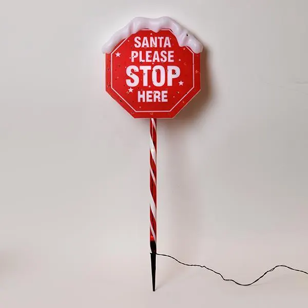 XMAS ΛΑΜΠΑΚΙ ΠΛΑΣΤΙΚΗ ΠΙΝΑΚΙΔΑ ΑΓΙΟΣ ΒΑΣΙΛΗΣ STOP 81x31cm ΗΛΙΑΚΟ ΣΥΛΛΕΚΤΗ ΜΕ ΑΙΣΘΗΤΗΡΑ ΦΩΤΟΣ 34 ΘΕΡΜΑ ΛΕΥΚΑ LED ΠΑΡΟΧΗ 1m IP44