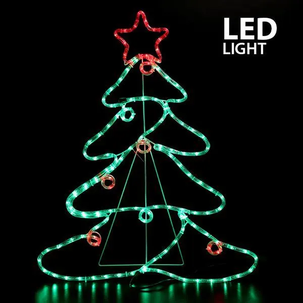 XMAS ΔΕΝΤΡΟ ΜΕ ΜΠΑΛΕΣ & ΑΣΤΕΡΙ ΦΩΤΟΣΩΛΗΝΑΣ LED 6m ΜΟΝΟΚΑΝΑΛΟΣ ΠΡΟΓΡΑΜΜΑ ΠΟΡΤΟΚΑΛΙ - ΠΡΑΣΙΝΟ - ΚΟΚΚΙΝΟ 88x68cm IP44