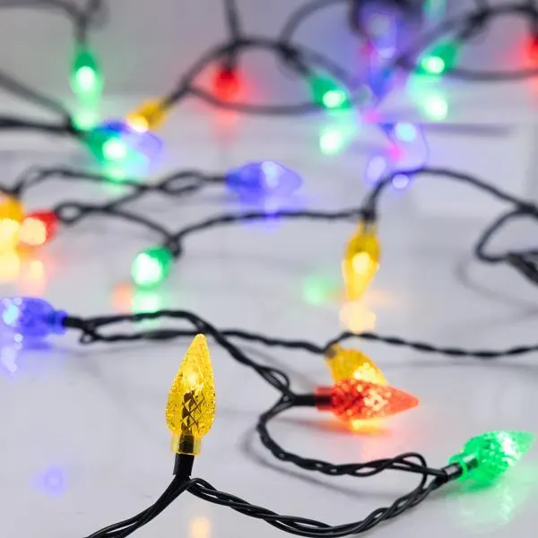 XMAS ΛΑΜΠΑΚΙ ΣΕΙΡΑ 100 LED 5mm ΧΡΩΜΑΤΙΣΤΑ ΔΙΑΜΑΝΤΙΑ 3cm 31V ΜΕΤΑΣΧΗΜΑΤΙΣΤΗ ΣΤΑΘΕΡΟ ΠΡΑΣΙΝΟ PVC ΚΑΛΩΔΙΟ ΧΡΩΜΑΤΙΣΤΟ LED ΑΝΑ 10cm ΠΑΡΟΧΗ 3m IP44